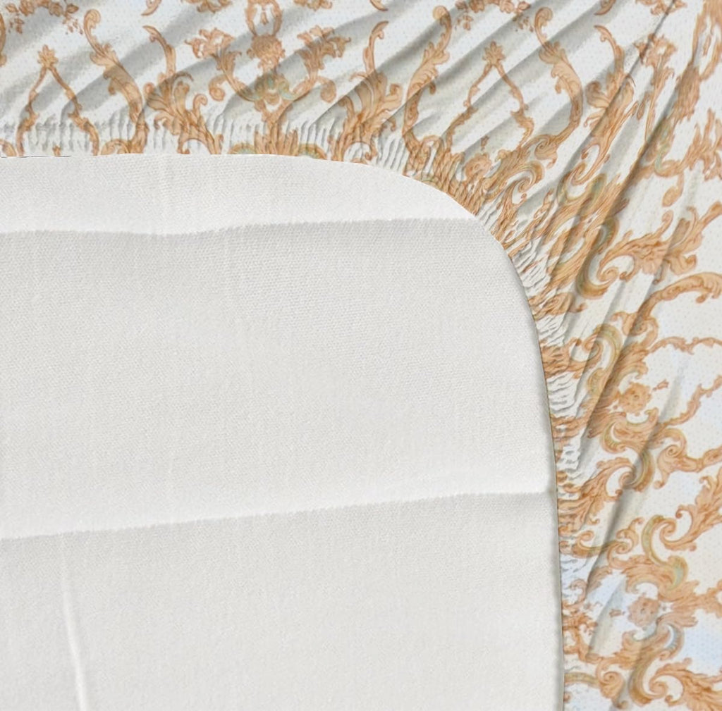 Osric Cotton Elastic Fitted Bedsheet Set, King Size Double Bed 90 x 100, with 2 Pillow Covers,