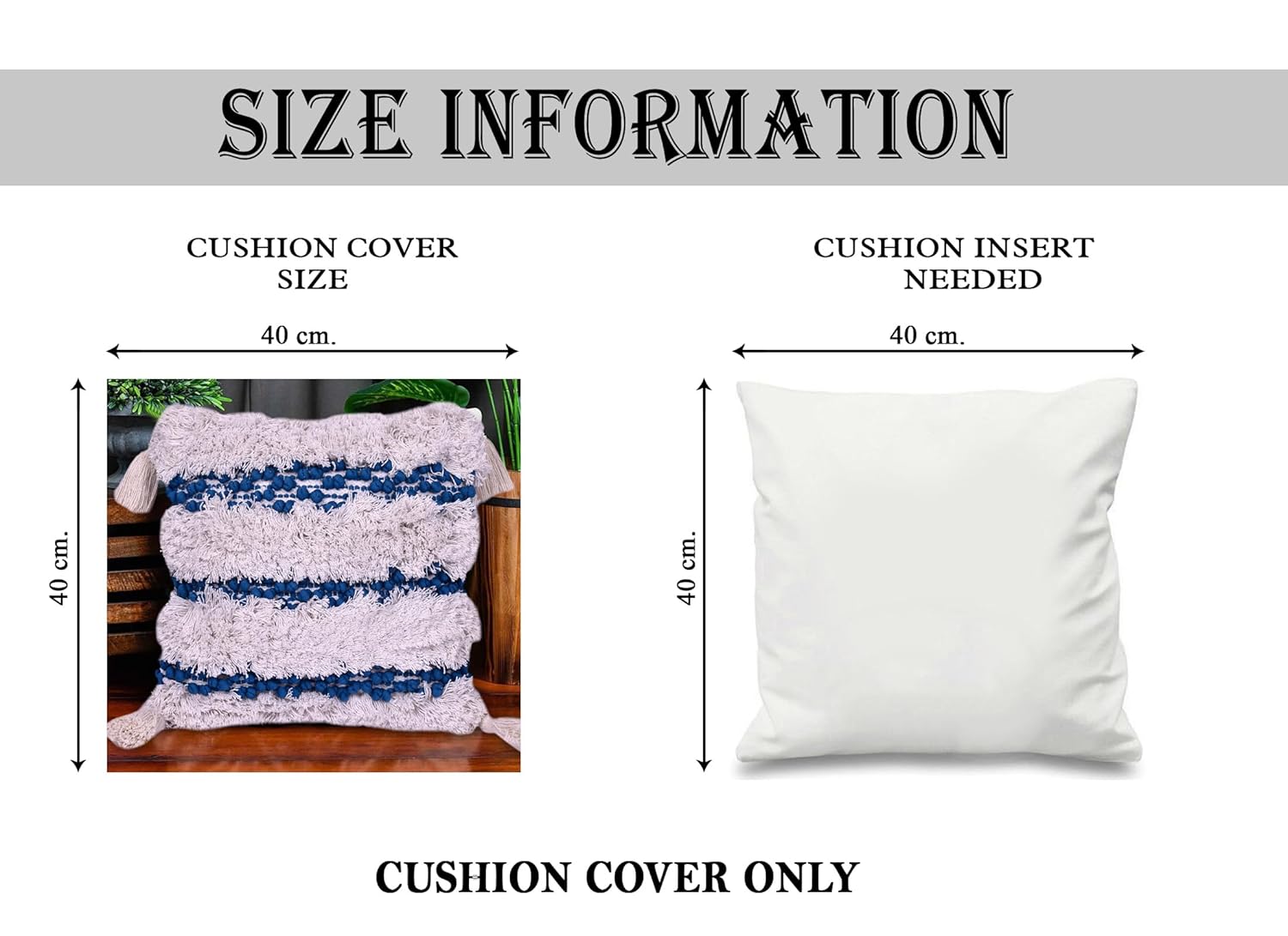 Osric Handmade Cotton Cushion Cover Set of 1 Piece 16x16 Inches (40cm.). (CC 3FL Blue)