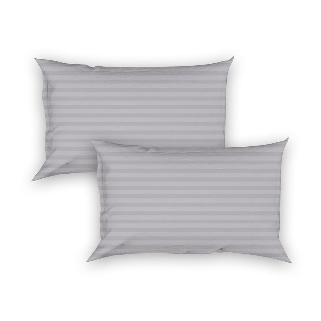 Osric Glace Cotton Fitted Queen Size Double Bedsheet 90x100 inch with 2 Pillow Cover 18x28 inch for Home, Hotel, Guest Room (Grey 300)