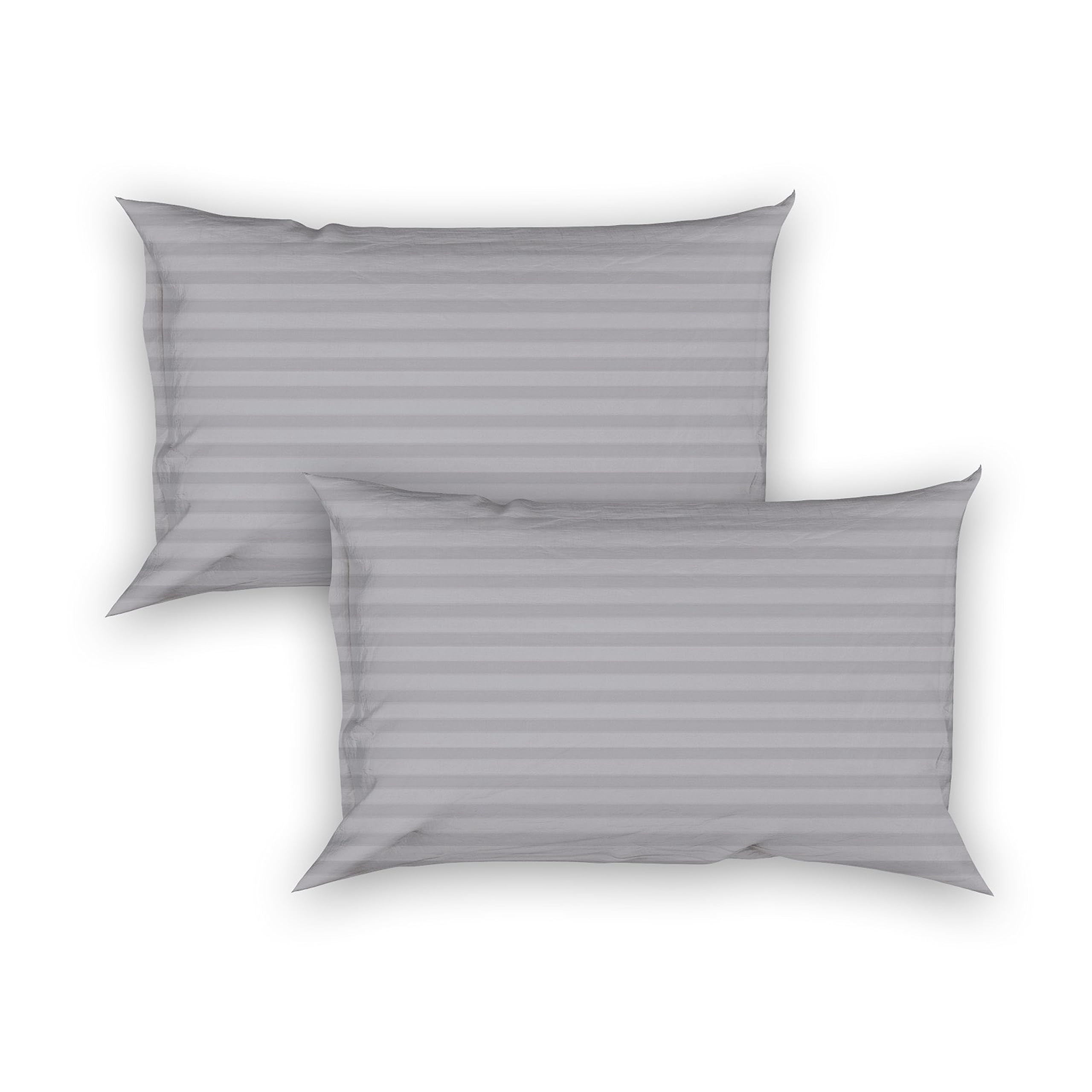Osric Glace Cotton Fitted Queen Size Double Bedsheet 90x100 inch with 2 Pillow Cover 18x28 inch for Home, Hotel, Guest Room (Grey 300)