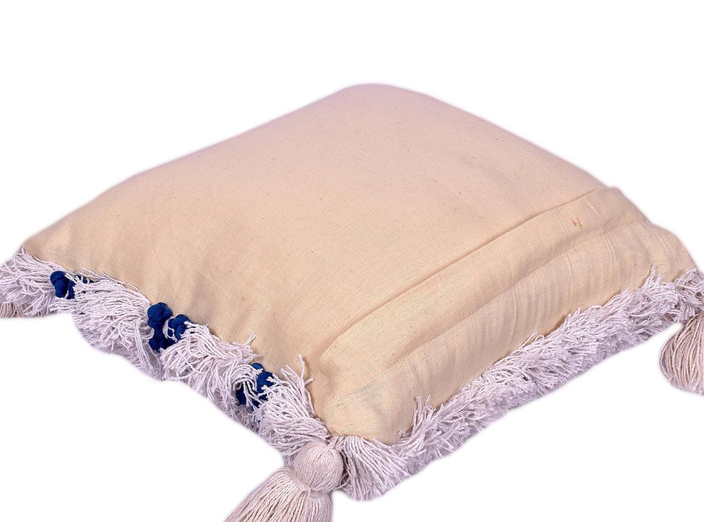 Osric Handmade Cotton Cushion Cover Set of 1 Piece 16x16 Inches (40cm.). (CC 3FL Blue)