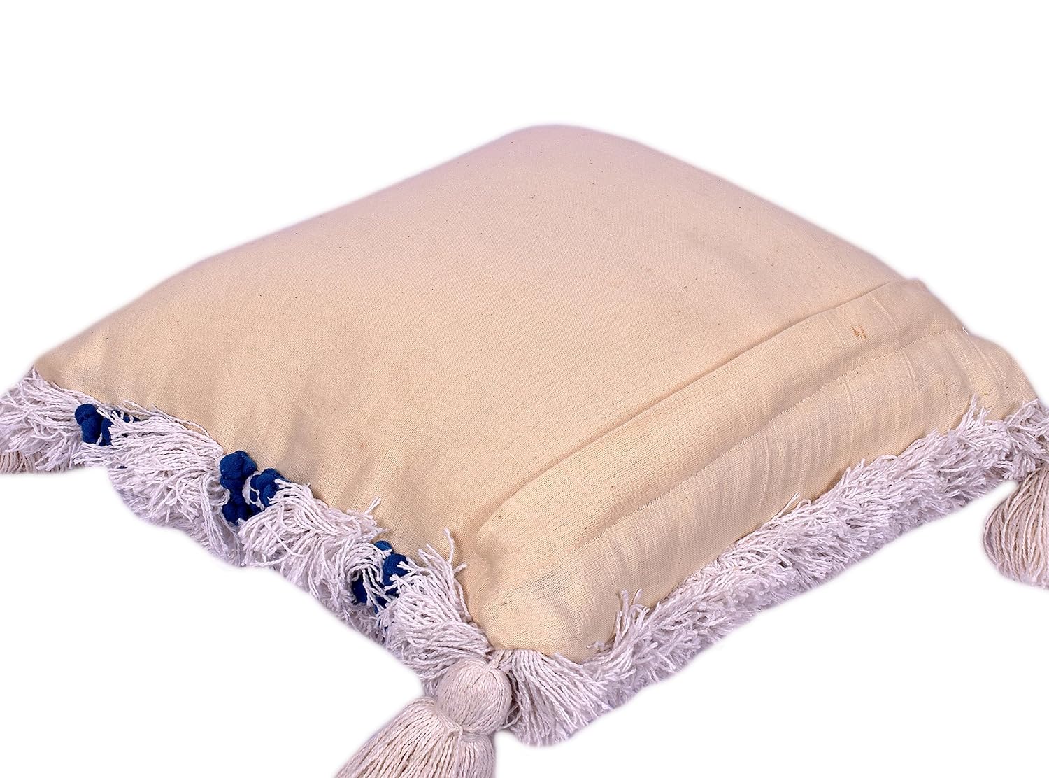 Osric Handmade Cotton Cushion Cover Set of 1 Piece 16x16 Inches (40cm.). (CC 3FL Blue)