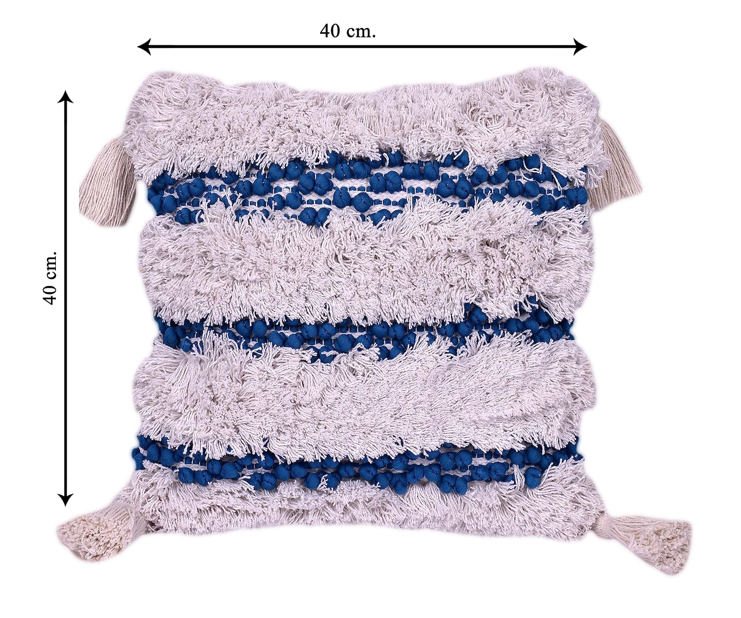 Osric Handmade Cotton Cushion Cover Set of 1 Piece 16x16 Inches (40cm.). (CC 3FL Blue)